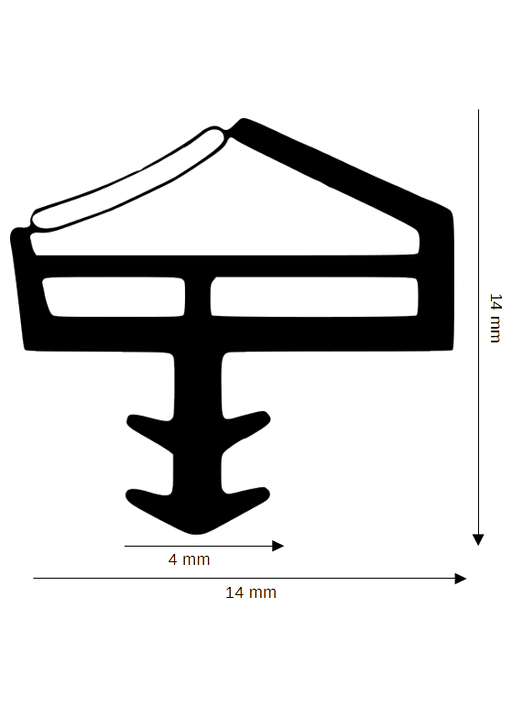 Dichtung für Holzelemente DH R-914 für 14mm Falzbreite mit Ausreißsteg