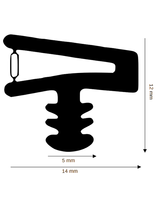 Dichtung für Holzelemente DH R-938 für 14mm Falzbreite mit Ausreißsteg